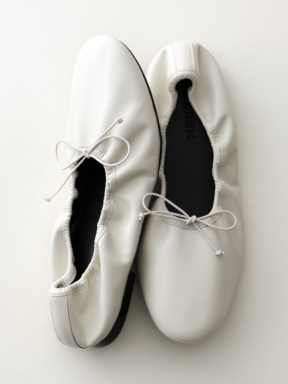 CUEREN ROME BALLET FLATS in  ‘Ivory’ Premium Nappa Leather — 38.5 / US8.5